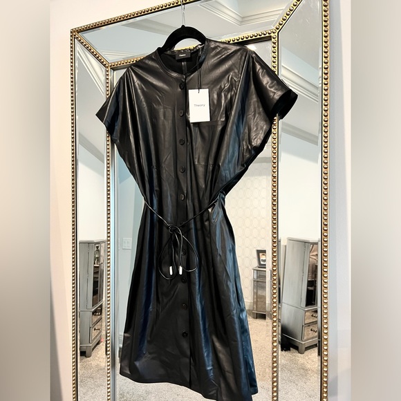 Theory Triangle Faux Leather Dress - Picture 1 of 8